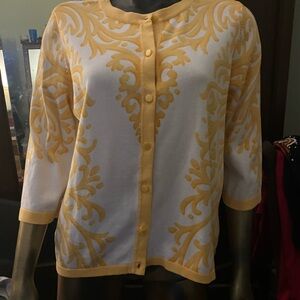 Bob Mackie Yellow and White Cardigan